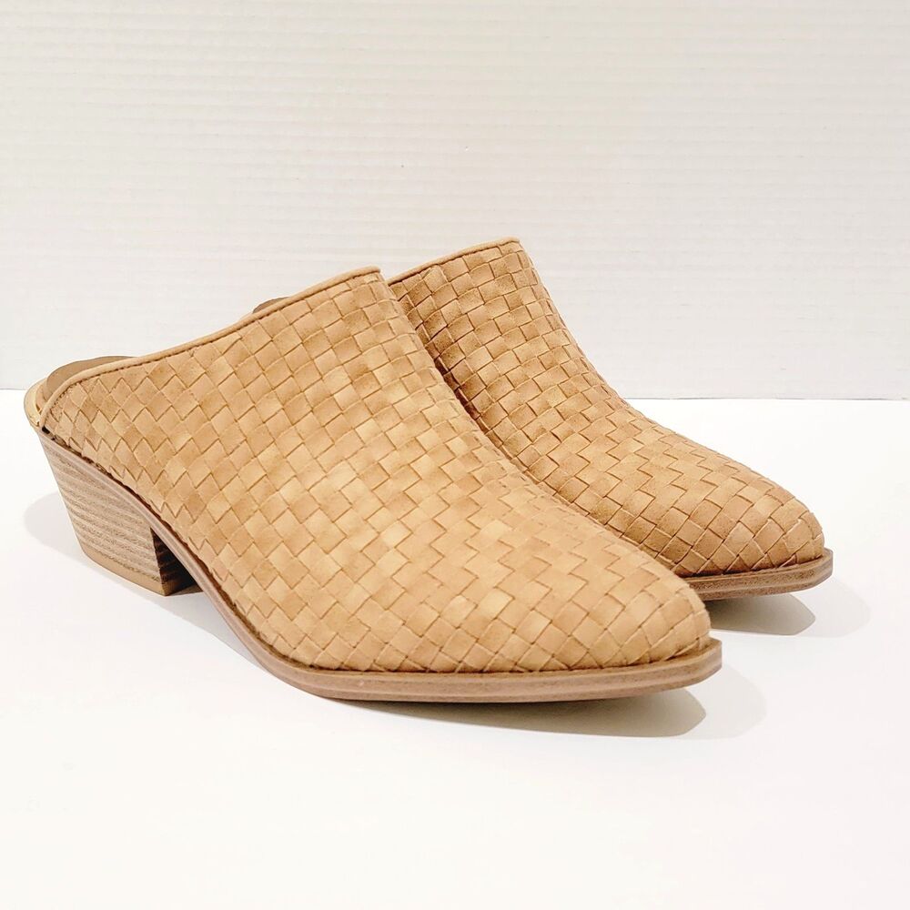 Corkys TGIF Womens Mules Size 9 Camel Tan Brown Basketweave Clogs  10-0099-CAML